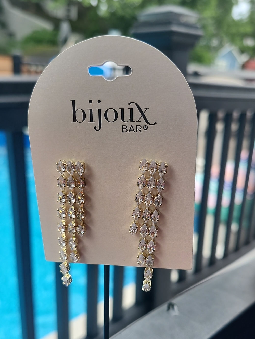 Bijoux Bar Gold Crystal Cascade Drop Earrings - Gold
